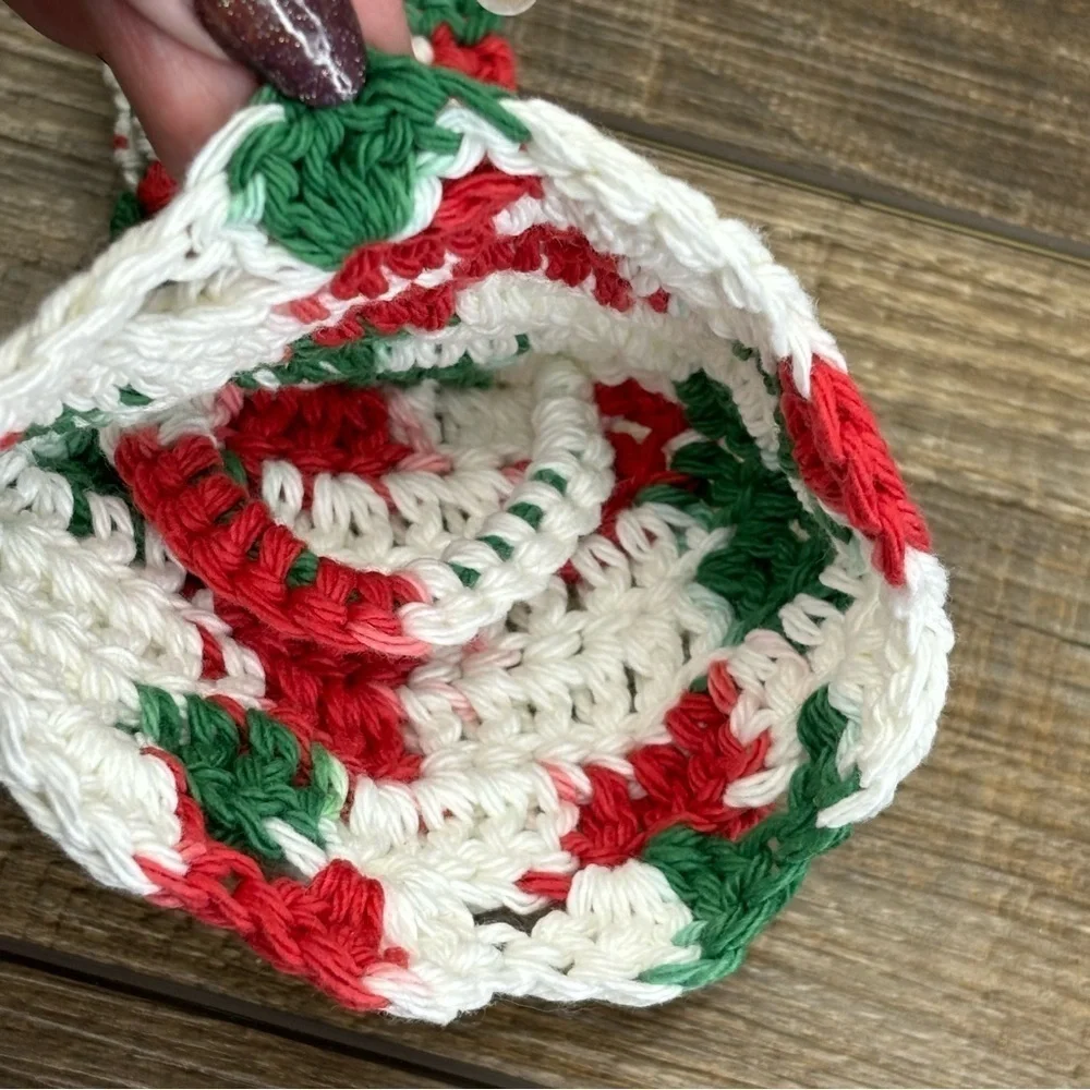 Kitchen‎ Tea Hand Towel Topper Holder Christmas Holiday Cotton Crochet by Seller